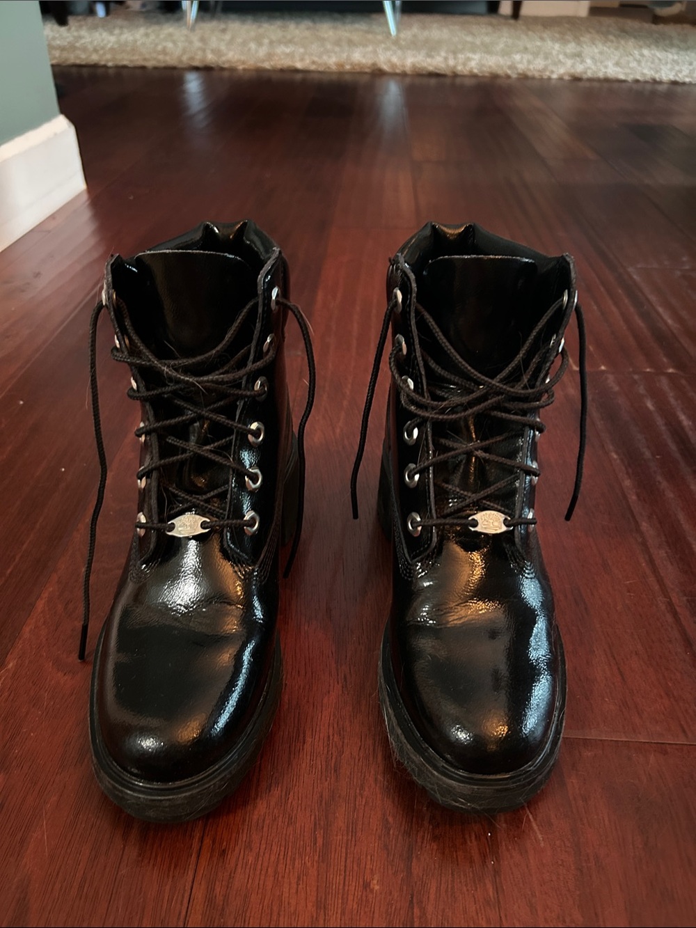 Women’s Black Lace-Up Leather Combat Boots